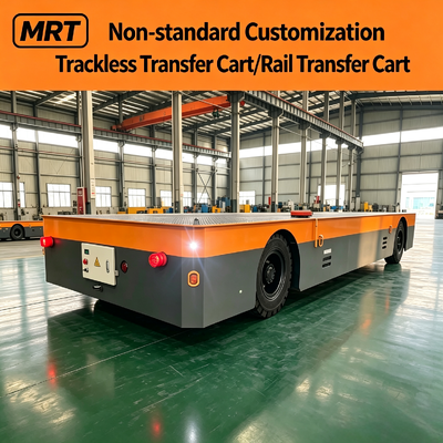 Battery Powered Railless Heavy Load Transfer Cart 360 Degree Spot Rotation Crab Side shift For Steel Plant Foundry Storage Yard Transport