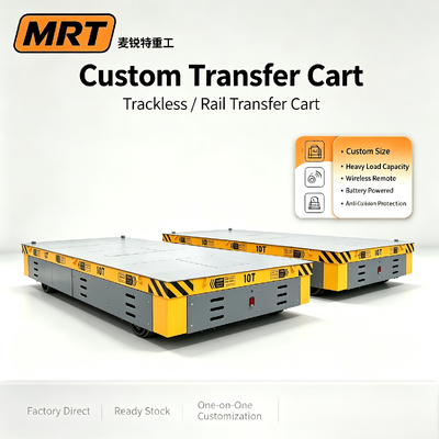 Heavy Duty Rubber Wheel Transfer Cart Battery Driven Trackless Transfer Cart For Plant Internal Material Conveying